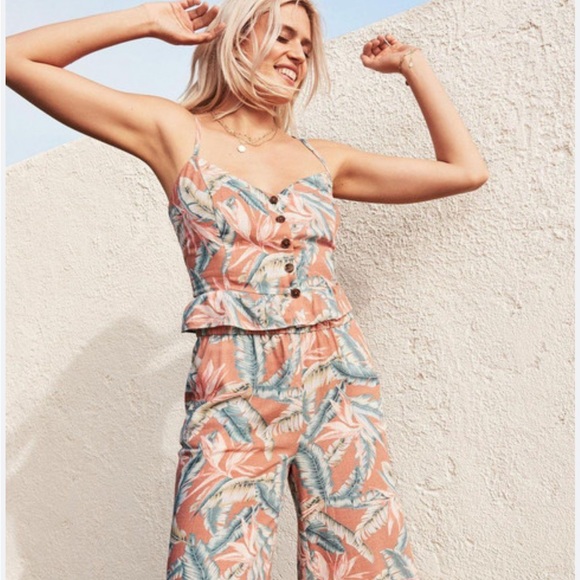 LOFT linen set- crop top and wide leg pants - Picture 2 of 7